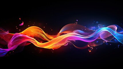 Wall Mural - abstract background with bright neon colourful waves