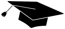 Graduation Hat Icon. Academic Cap Silhouette. Vector Illustration Isolated On White.
