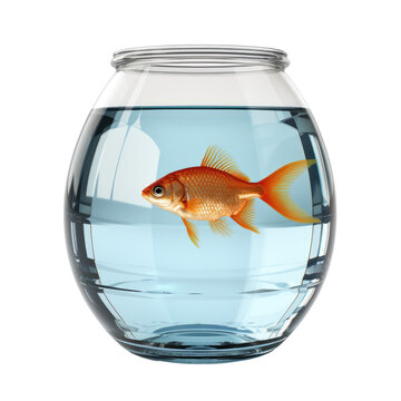 Goldfish in an fishbowl isolated on transparent background 