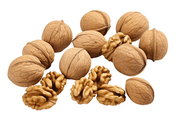 Canvas Print - Walnuts Isolated on Transparent Background. AI