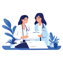 image of nurse signing form,health images,nurse and doctor vector illustration,health worker reading document,eps nurse vector,hospital vectors,clinic worker