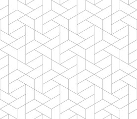 Wall Mural - Vector seamless cubic hexagon pattern. Abstract geometric low poly background. Stylish grid texture.