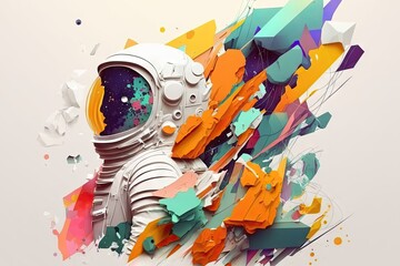 Wall Mural - Astronaut on colorful abstract background