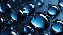 Generative AI: Water Drops On Blue Background