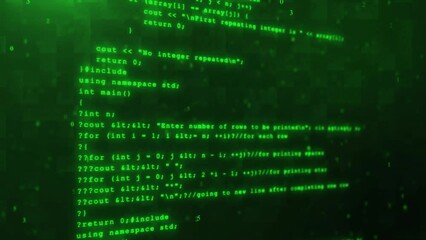 4K programming computer script code abstract technology background of software developer blockchain concept. Running hud. intro, screensaver. Security hacking. virtual space. Data flow