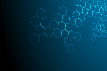 Wall Mural - abstract vector future technology. background illustration. blue light cyber, digital data. hexagon 
