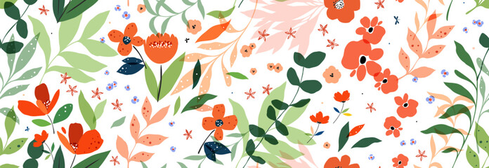 Wall Mural - horizontal floral seamless pattern. for fashion fabrics, children’s clothing, t-shirts, postcards. a