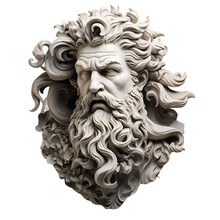 Zeus. Ancient Marble Greek Sculpture. Decoration, Head, Bust. Transparent Or White Background, Png. Ai Generated 