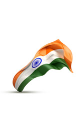 indian flag isolated white background waving 15 august independence day, republic day 26 january bha