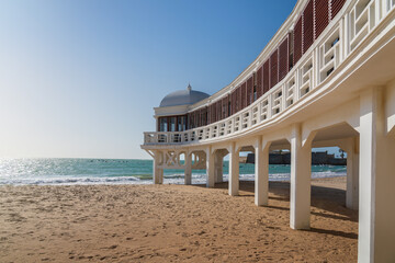 Sticker - La Caleta Beach and Balneario de la Palma Building - Cadiz, Andalusia, Spain