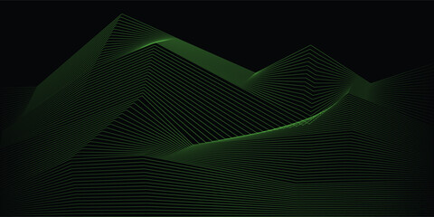 Green line wave and black background