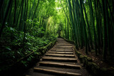 Fototapeta Sypialnia - a painting of a path through a bamboo forest. generative ai