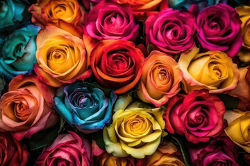 Wall Mural - Flowers. Colorful roses background