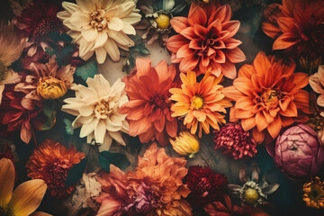 Wall Mural - Beautiful floral background for greeting or postcard. toning