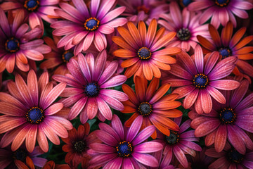 Wall Mural - Summer flowers background of pink African daisies