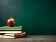 canvas print picture - Ein Bildungsbiss: Zurück zur Schule mit Apfel und Büchern