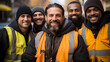 many smiling construction workers
