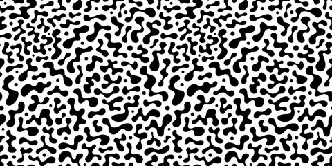 Wall Mural - Abstract liquid doodle shape seamless pattern. Creative minimalist style art background, trendy design with basic shapes. Modern black and white wallpaper print backdrop.