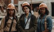 A group of diverse female construction contract workers