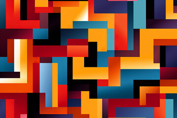 Bold and colorful geometric pattern, square seamless tile, cubism art style