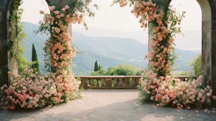 Wedding floral arc.