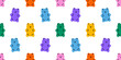 Colorful cute bear cartoon seamless pattern. Retro style candy animal bears wallpaper background. Fun repeat texture print design.