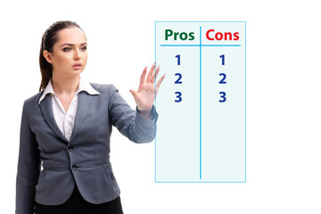 Concept of choosing pros and cons