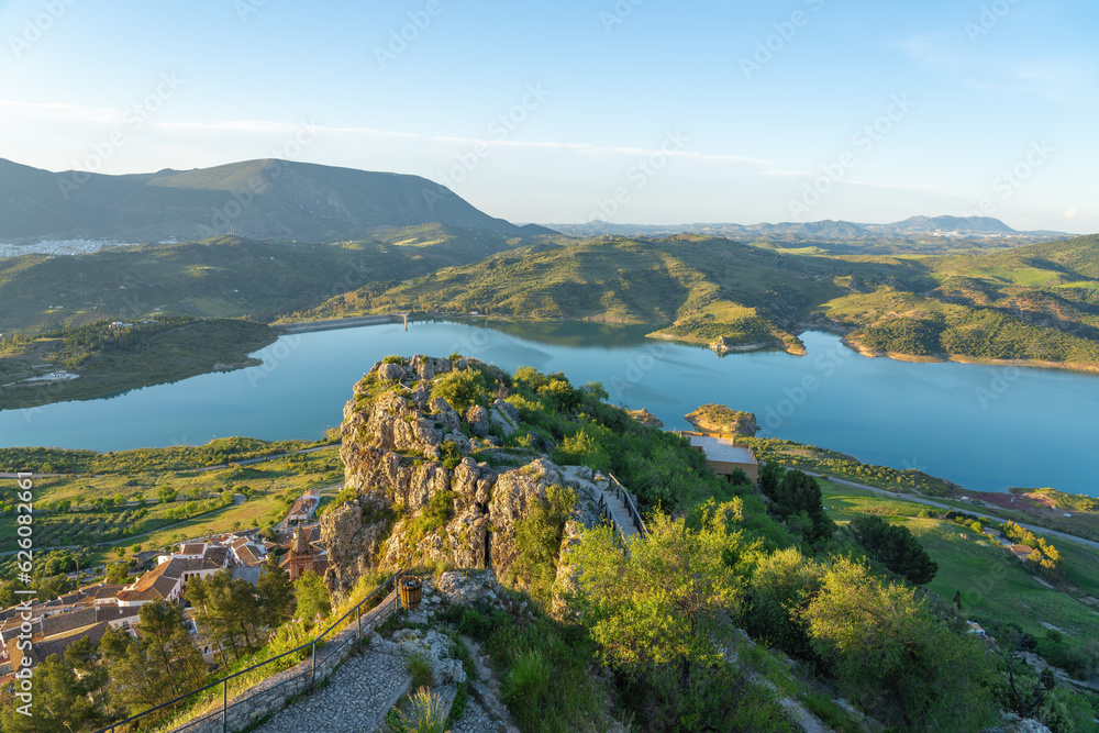 Aerial view of Rocks at Zahara de la Sierra and Zahara-El Gastor ...