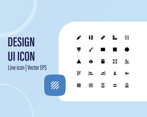 Graphic design web icons in line style. Icons for graphic design, creative package, stationary, software, creativity, tools, drawing, and collection. Vector illustration.