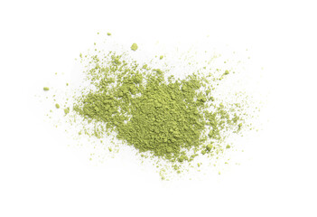 Canvas Print - Pile of green matcha powder isolated on white, top view