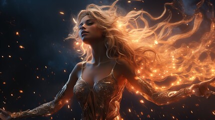 Wall Mural - cosmic dance, digital art illustration