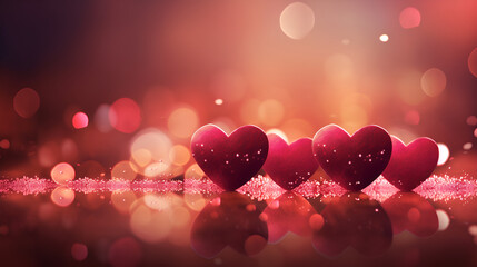 Wall Mural - valentine background with hearts