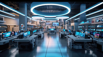 Wall Mural - Interior of modern tech store and gadget