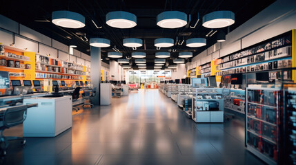 Interior of modern tech store and gadget