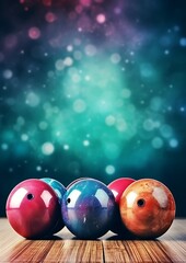 Wall Mural - Festive bowling illustrations elevating your bowling party experience