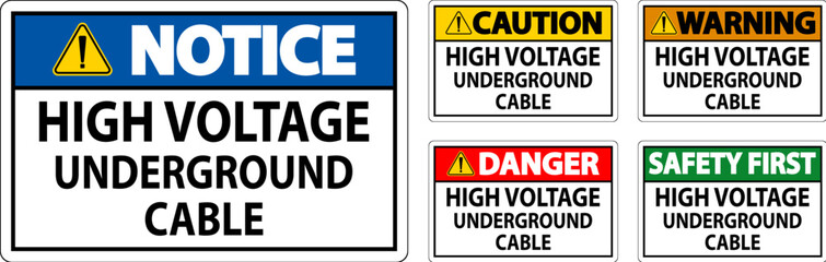 Wall Mural - Danger Sign High Voltage Underground Cable