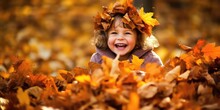 Child In Autumn Forest