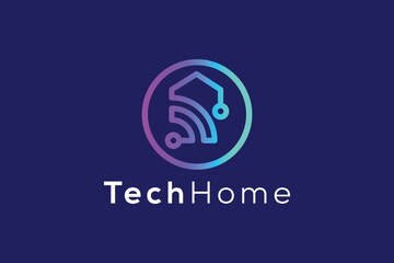 Wall Mural - Technology smart Wi-Fi home logo design vector template