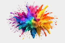 Large Colorful Splash Of Multicolored Paint That Scatt,ai Generative