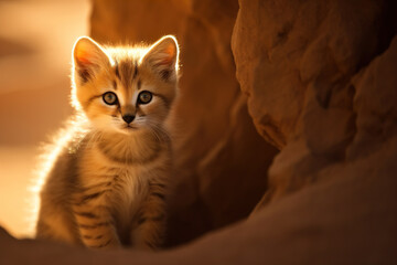 Wall Mural - Sand cat cub in a wild