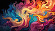 © GraphicsRF - Create a vibrant abstract background with swirling patterns in the style of psychedelic art. Use a colorful palette of neon pink, electric blue, and lime green. Experiment with distorted shapes and in