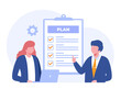 © yelosmiley - Business plan concept, target, finance, start up strategy, team work, management company, flat vector banner for landing page website