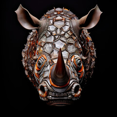 Wall Mural - A rhinoceros head made of beautiful gemstones. Wildlife Animals. Decorations. Illustration, Generative AI.