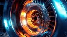 Glowing Turbine Engine The Jet Plane. Generative AI