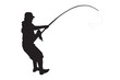 silhouette of a person pulling a fishing rod