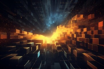 Wall Mural - abstract 3d background with interesting brick texture for your graphic design - generative ai