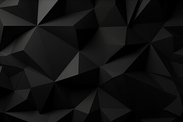 Wall Mural - Black Polygonal Surface with Triangular Pyramids. Modern, Dark Background. AI Generated