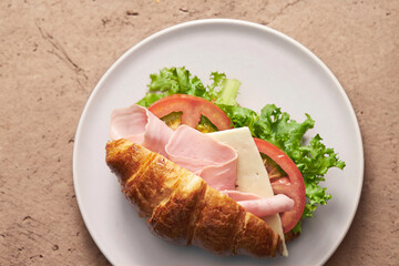 Wall Mural - sandwich with ham and vegetables