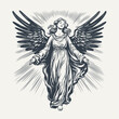 © RetroVector - Angel. Vintage woodcut engraving style vector illustration.