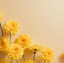 Yellow Flowers On Yellow Background. Generative Ai